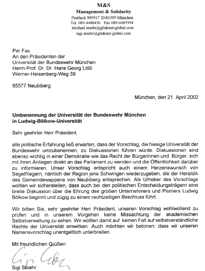 Brief vom 21.4.2002 an den Herrn Präsidenten der Bundeswehr-Uni