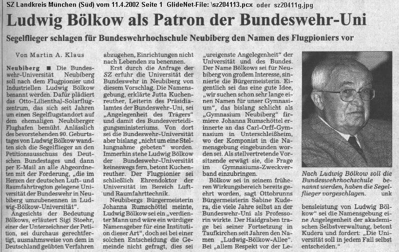 Ludwig-Blkow-Uni  sz20411g.jpg  Sddeutsche Zeitung vom 11. April 2002