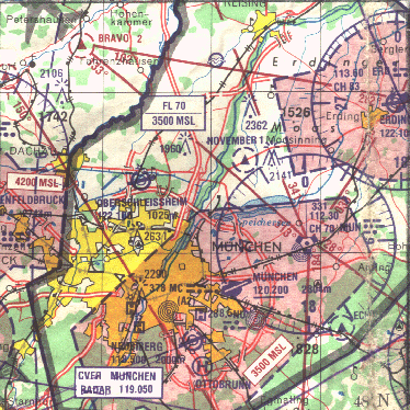 Luftraum zu Zeiten des Riemer Flughafens ICAO-Karte